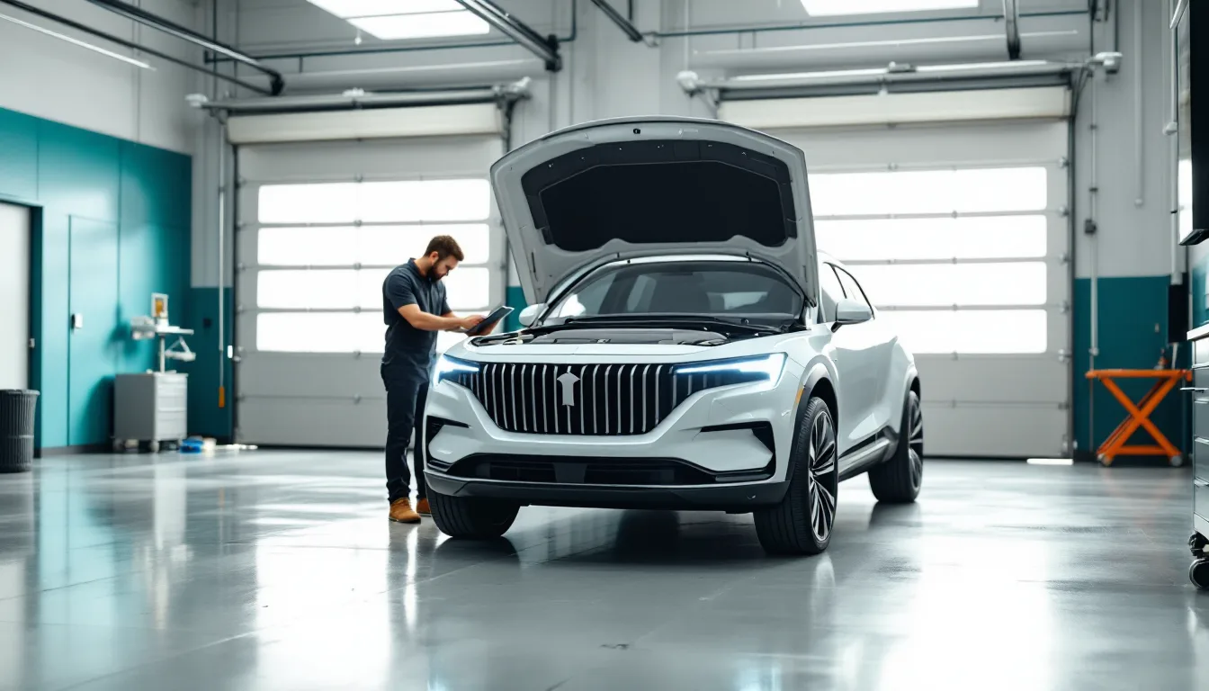 Compact crossover being checked with the factory diagnostic tool at a Dallas repair shop