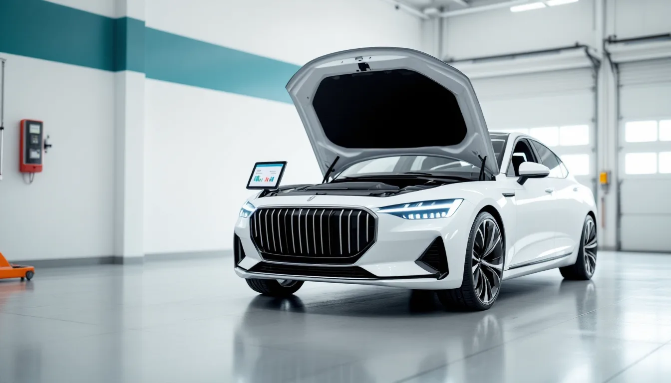 Mid-size sedan with a diagnostic tablet reading its CVT data in a Dallas repair bay
